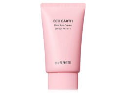 Рожевий сонцезахисний крем для обличчя The Saem Eco Earth Power Pink Sun Cream SPF50+ PA++++, 50 мл