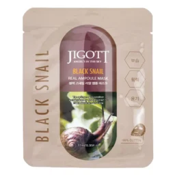 Ампульна маска з муцином чорного равлика JIGOTT BLACK SNAIL REAL AMPOULE MASK 27ml
