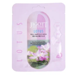 Тканинна маска для обличчя Jigott Lotus Real Ampoule Mask з екстрактом лотосу, 27 мл